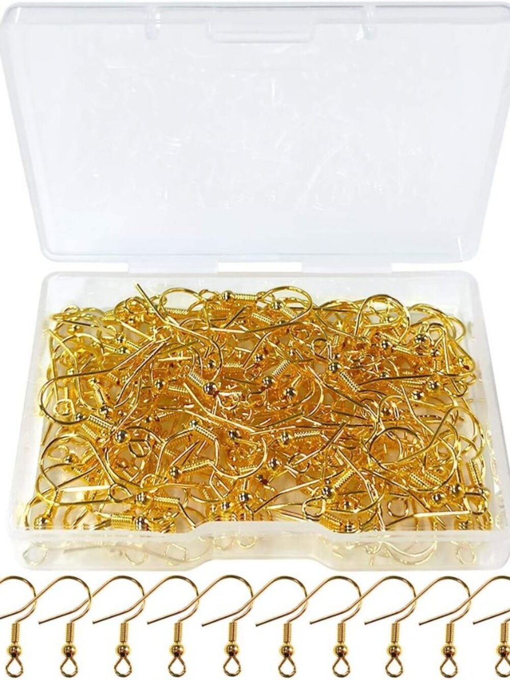 Earring Hooks with Ball and Coil, Hypo Allergenic Plated Gold Ear Wires